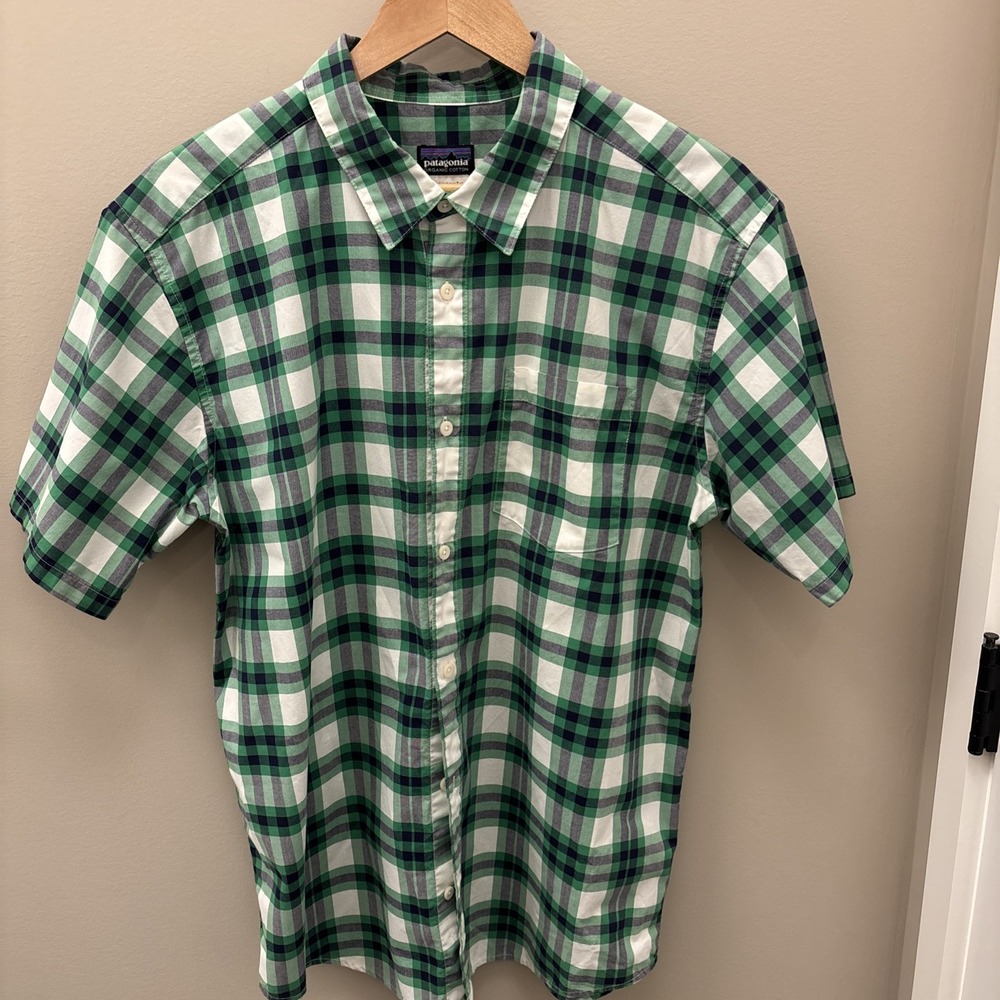 Patagonia Organic Cotton Plaid Short Sleeve Button Up Shirt Men's Large